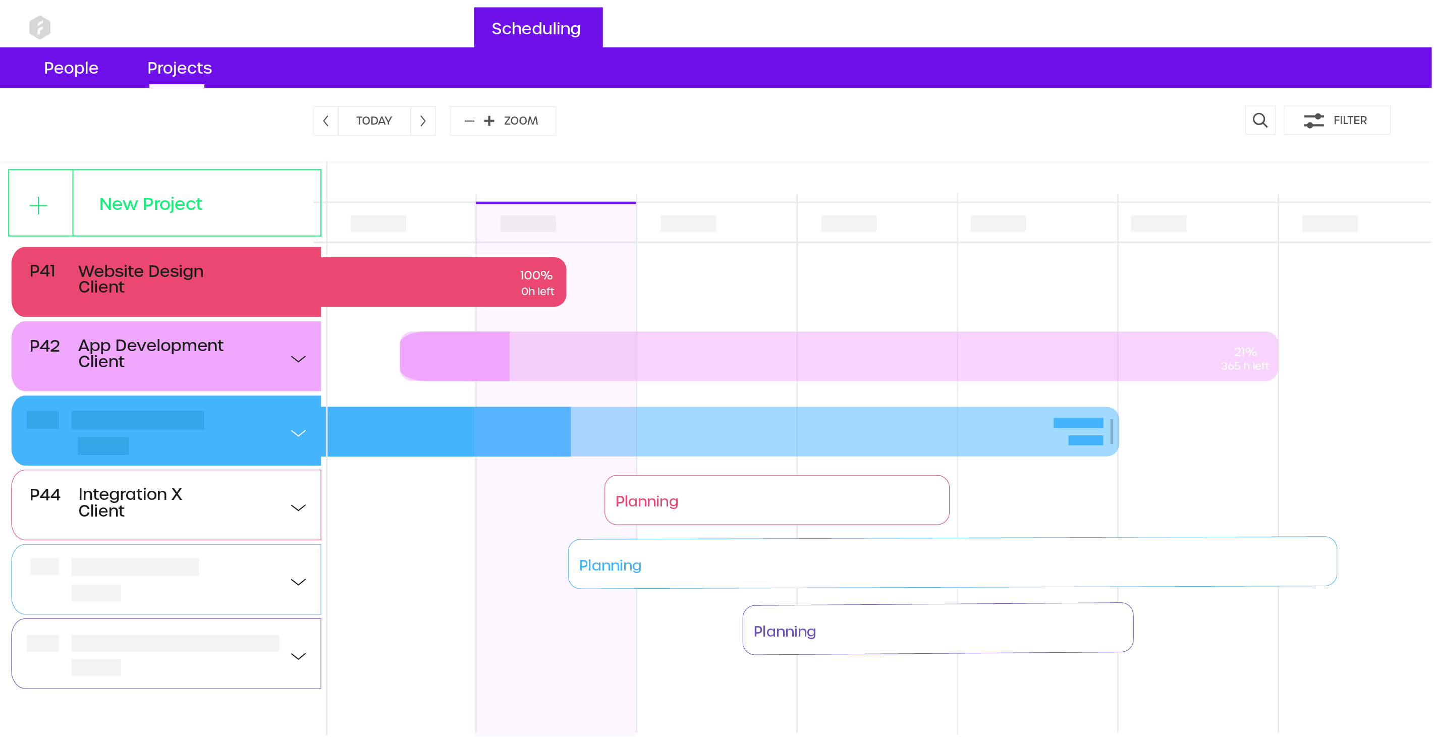 Forecast.app-Project portfolio in a timeline view