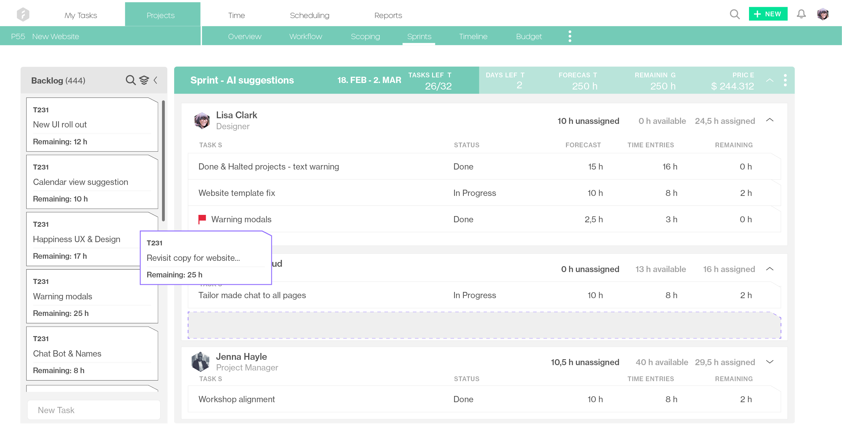 Forecast.app-Planning a sprint with capacity in mind