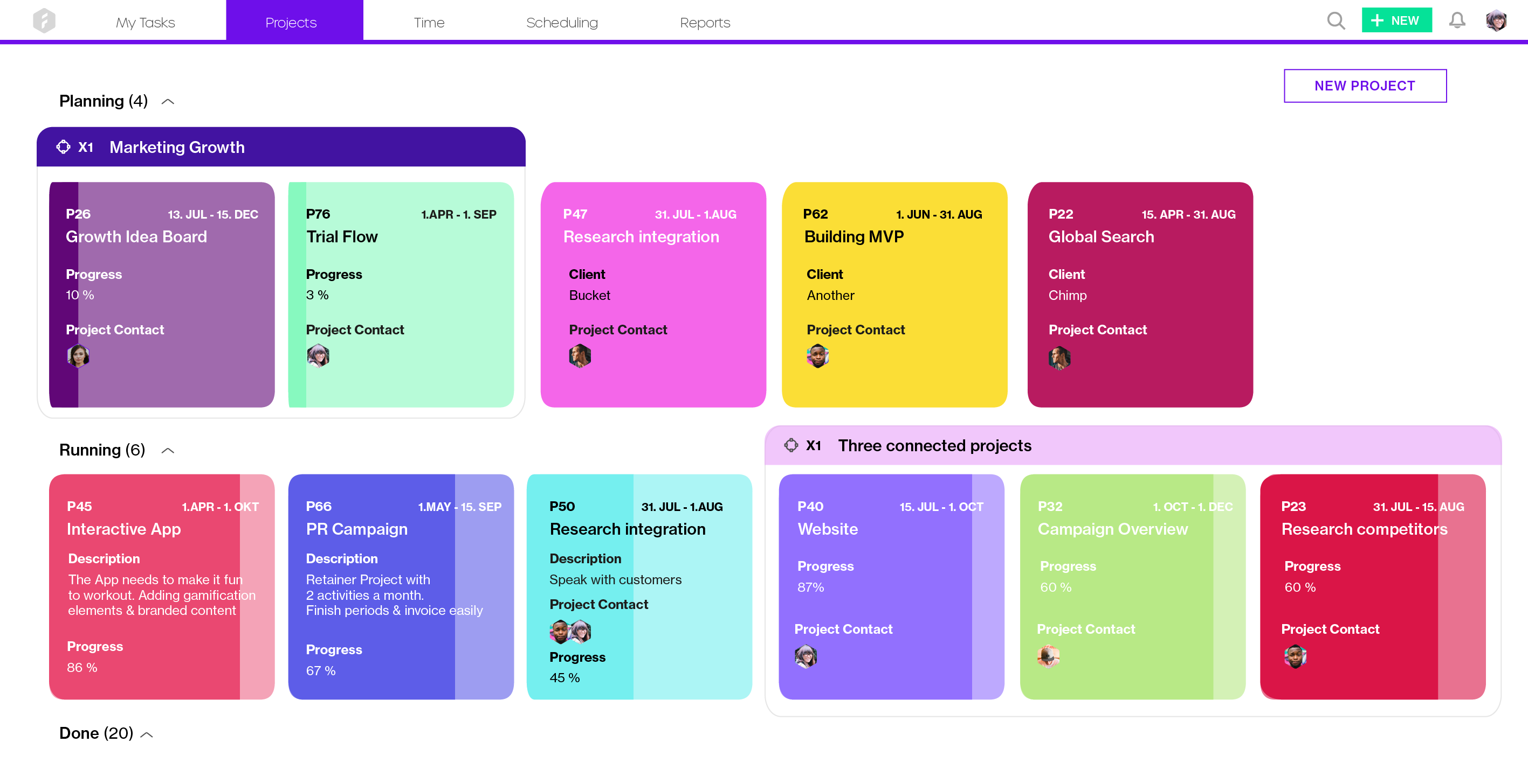 Forecast.app-Project list with connected projects