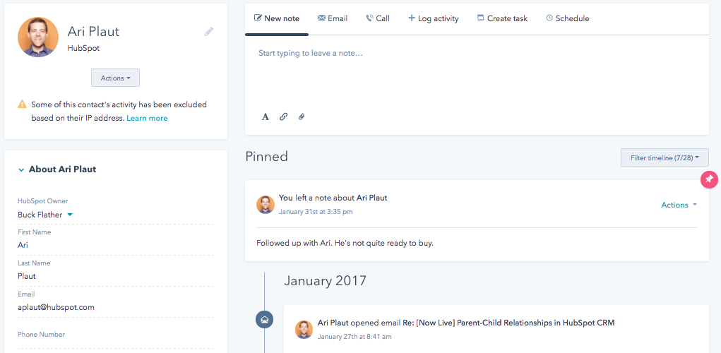 HubSpot CRM-Note