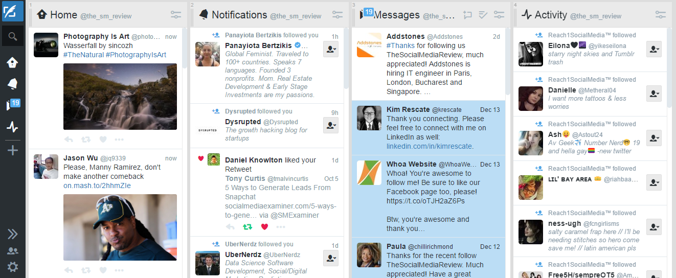 Interfaz Tweetdeck mundial
