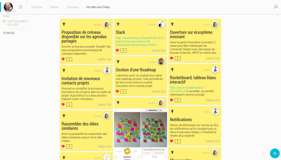 Gladys: síntesis de las ideas en forma de post-it Gladys: síntesis de las ideas en forma de post-it