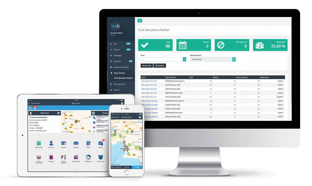 Versión móvil para el comercio móvil y de back office para los equipos sedentarios