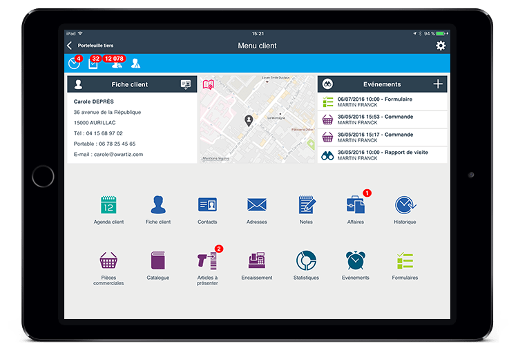 Menú de cliente con un acceso simplificado a la información de los principales clientes Menú de cliente con un acceso simplificado a la información de los principales clientes