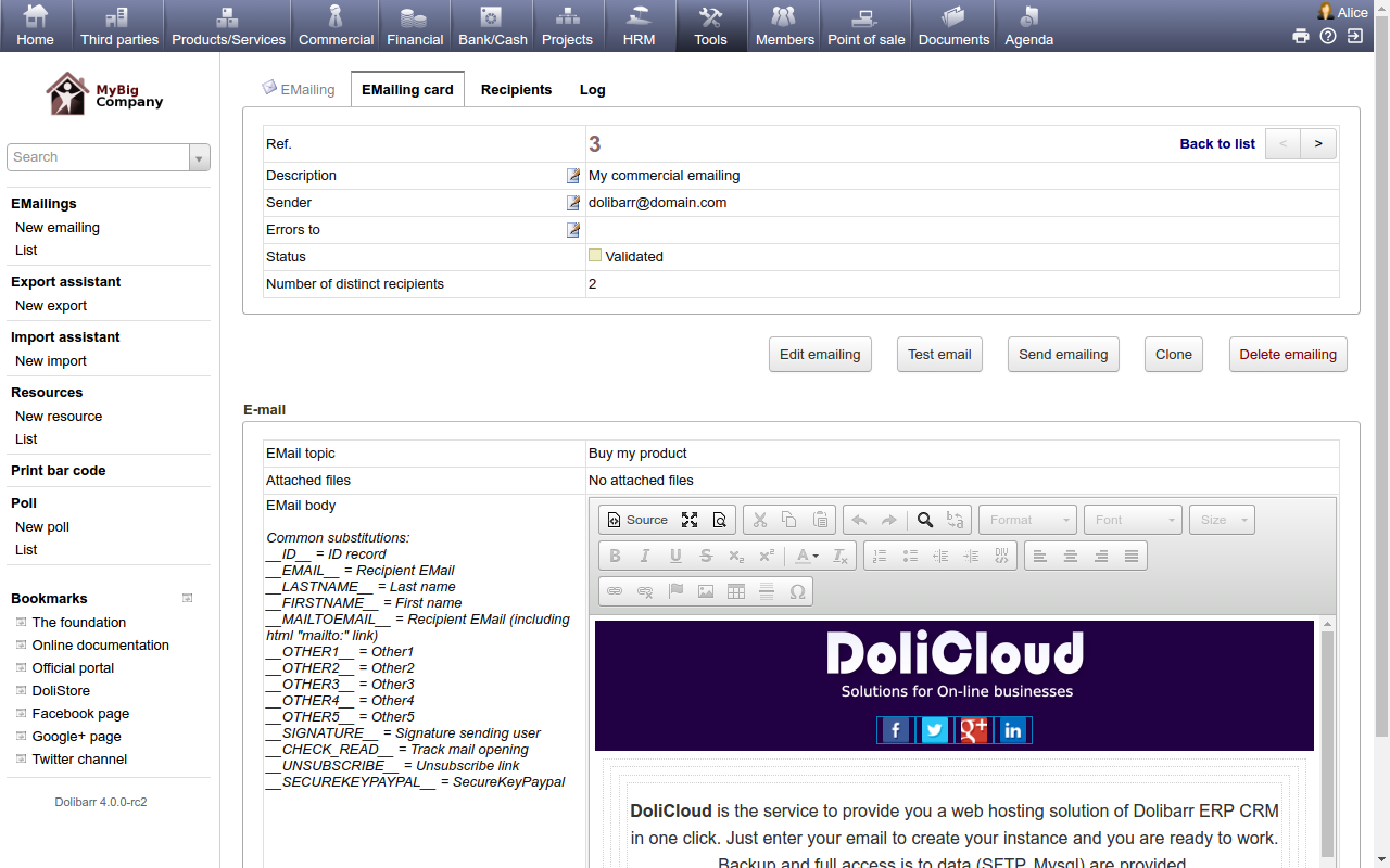 DoliCloud ERP y CRM DoliCloud ERP y CRM
