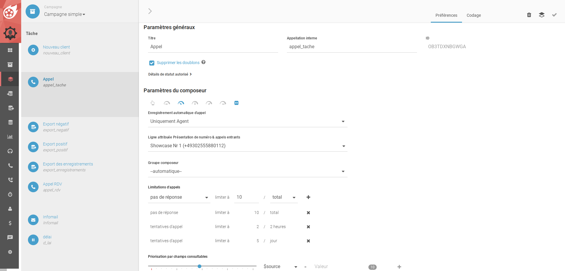 Dialfire - Varias opciones de configuración como priorización, combinación de llamadas y mucho más ...