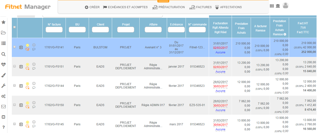 Gestor FITNET: Escala de facturación, gestión interina, el seguimiento de los pagos / asentamientos Gestor FITNET: Escala de facturación, gestión interina, el seguimiento de los pagos / asentamientos