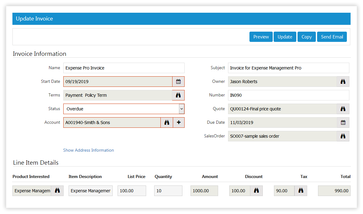 SutiCRM-SutiCRM Invoice Screen SutiCRM-SutiCRM Invoice Screen