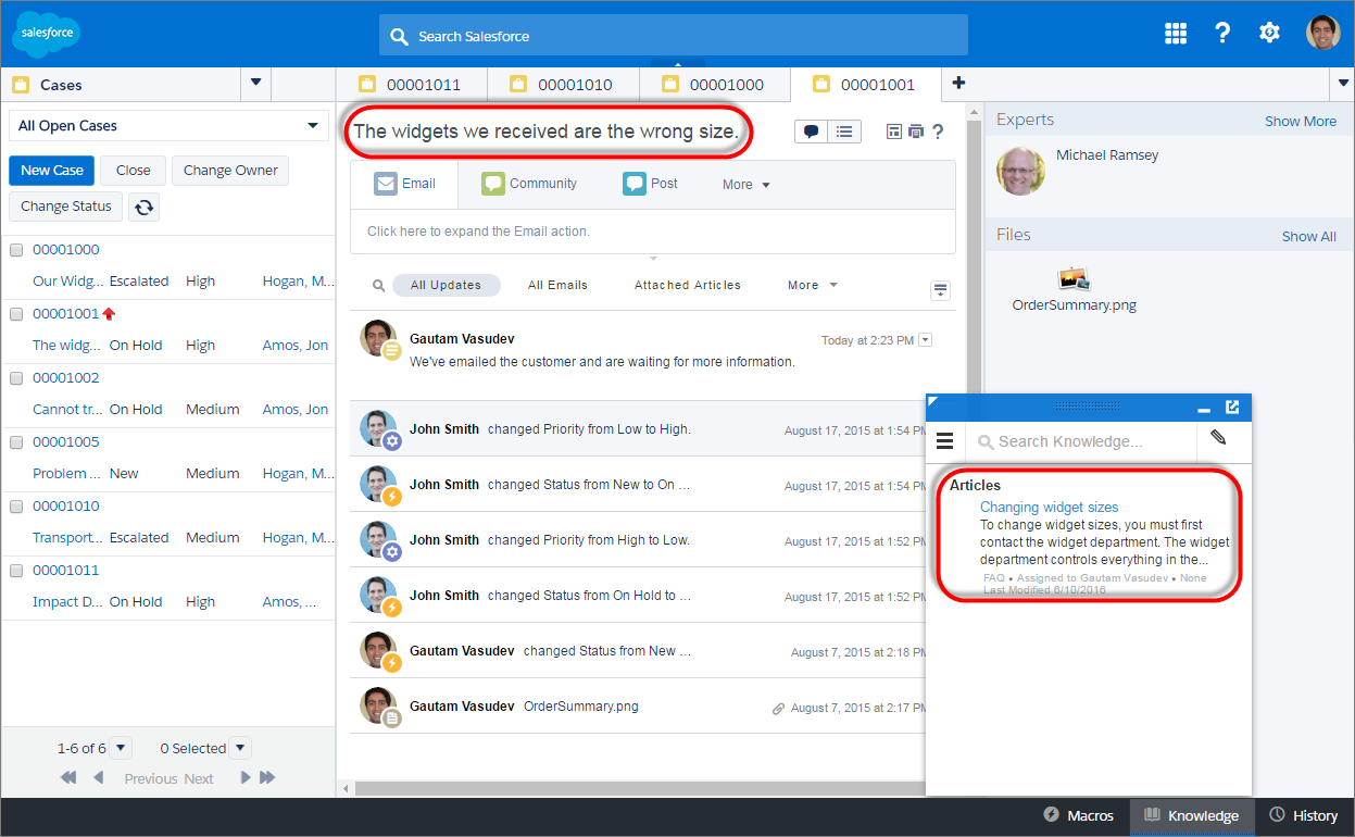 Service Cloud - Gestión de widgets Salesforce Service Cloud