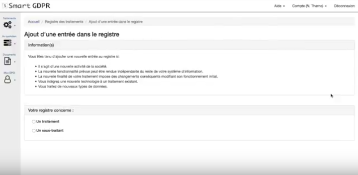 Registro de tratamientos Registro de tratamientos