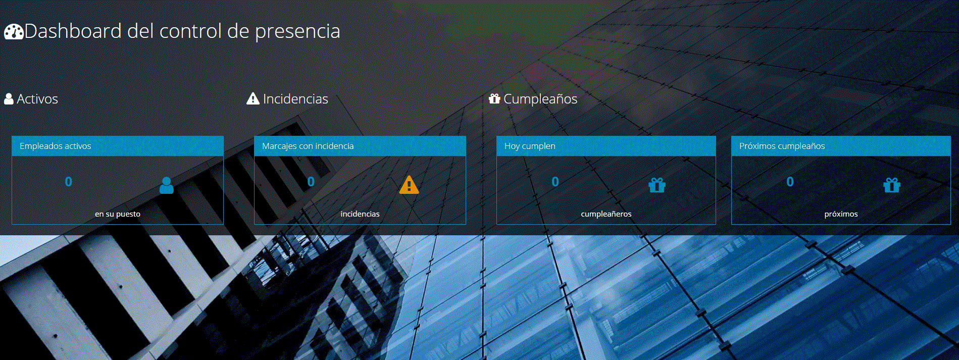 Dashboard del control de presencia Dashboard del control de presencia