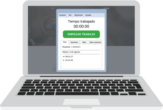 Aplicación para fichar en el trabajo de ordenador compatible con Windods, macOs y Linux Aplicación para fichar en el trabajo de ordenador compatible con Windods, macOs y Linux