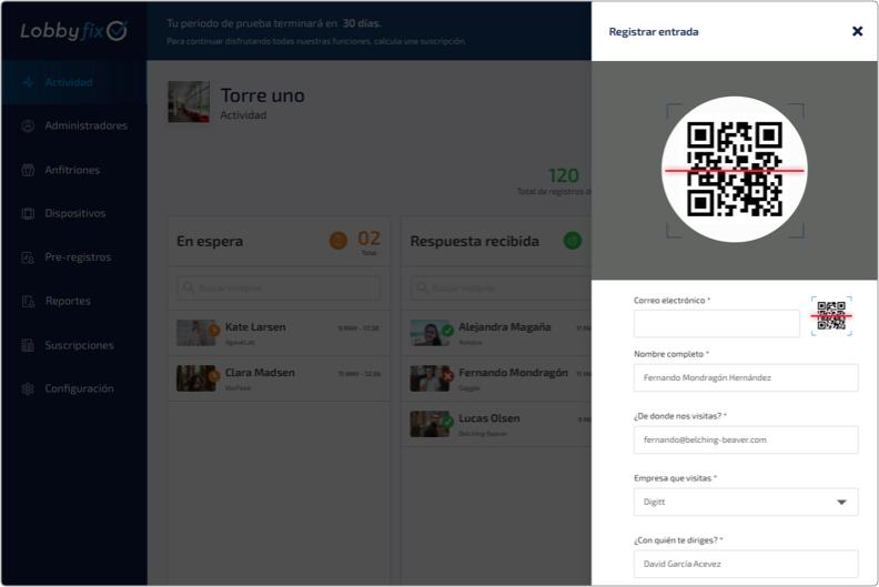 Registro de visitas a través de Códigos QR Registro de visitas a través de Códigos QR