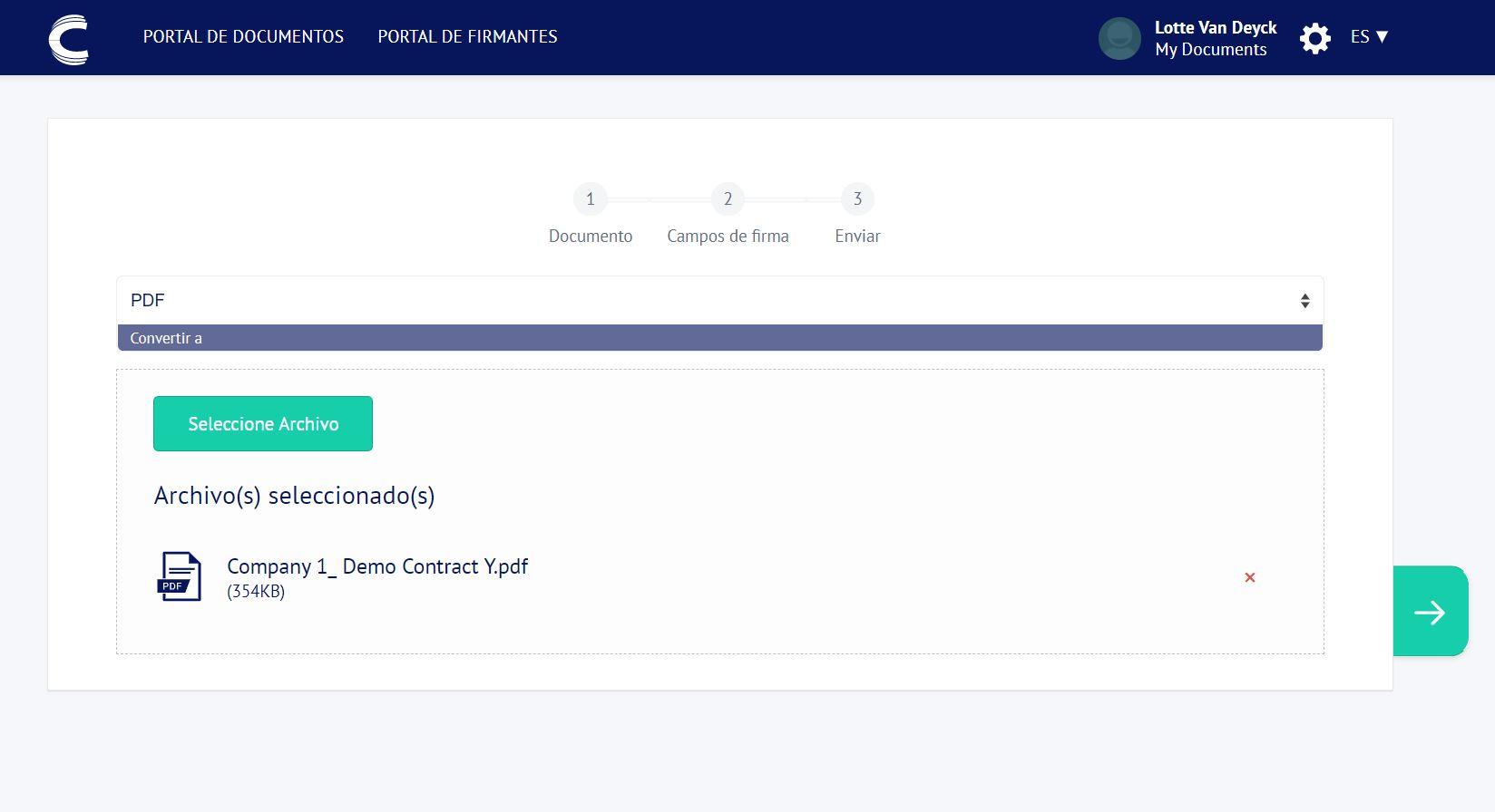 Connective eSignatures - Seleccione Archivo(s)