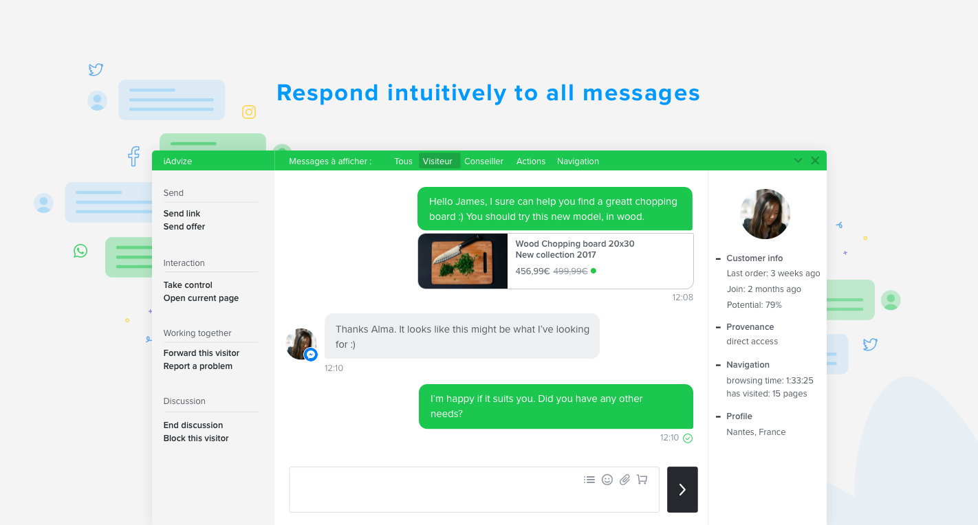 Iniciar una conversación con sus clientes en tiempo real en todos los canales a través de una única plataforma Iniciar una conversación con sus clientes en tiempo real en todos los canales a través de una única plataforma