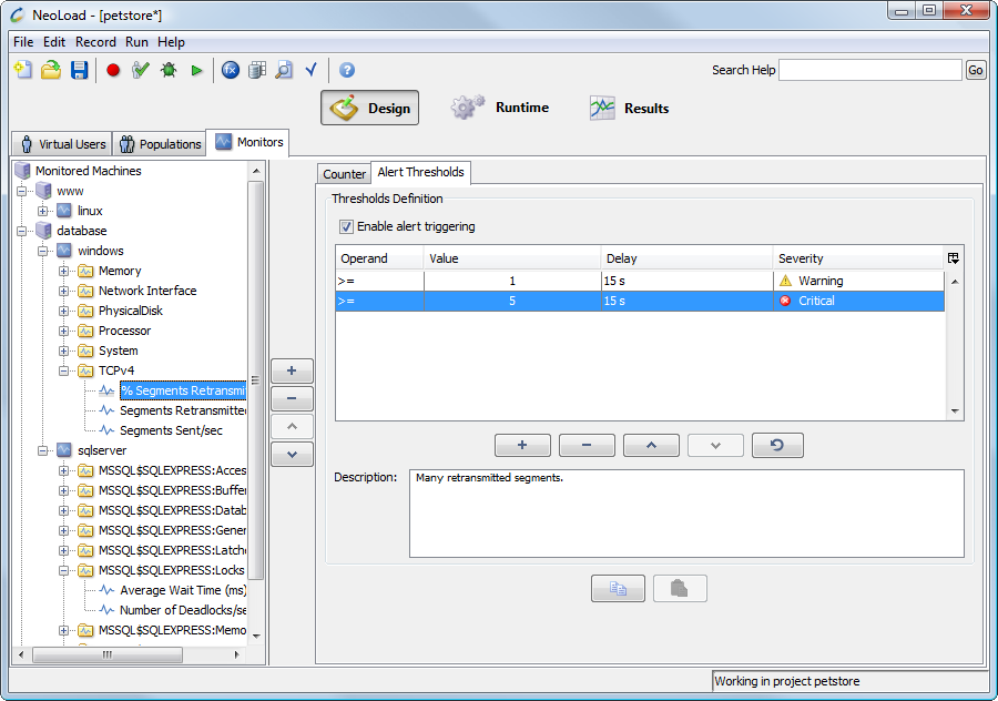 NeoLoad: Restricción de direcciones IP de acceso, el sistema operativo Windows compatible, acciones contextuales