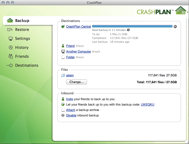 CrashPlan: los servidores de copia de seguridad, copia de seguridad a un NAS, copia de seguridad automática