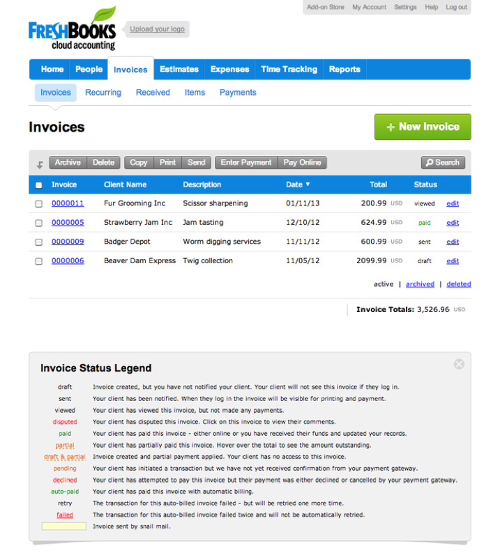 Freshbooks: facturas personalizadas