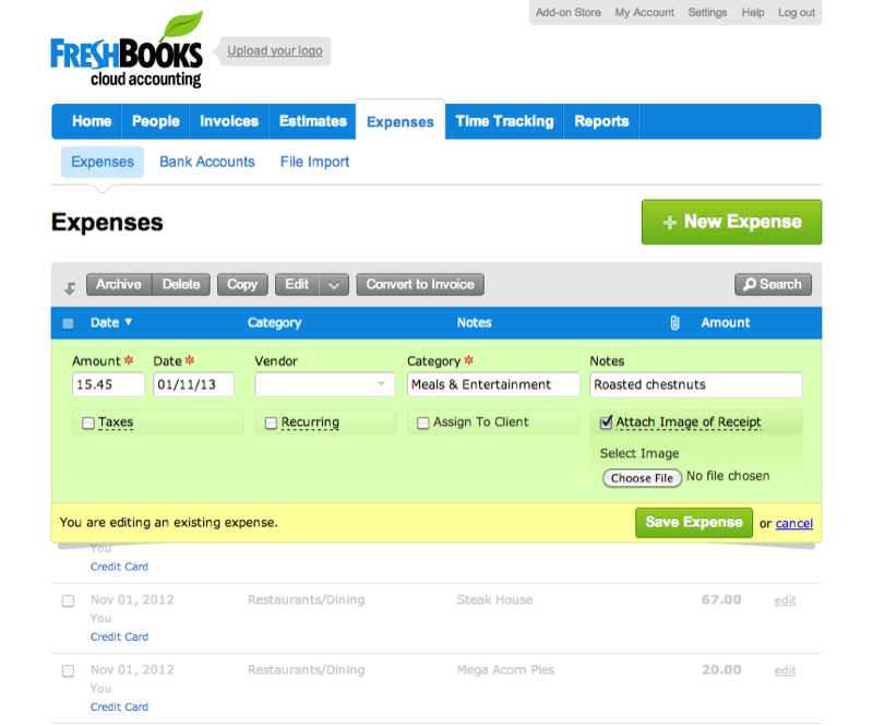 Freshbooks: Facturas
