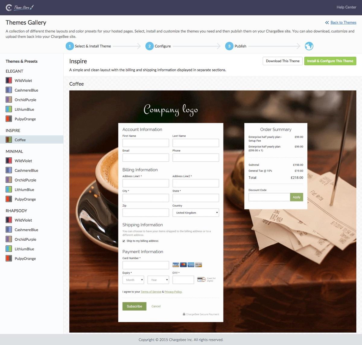 La personalización de la forma de pago Chargebee